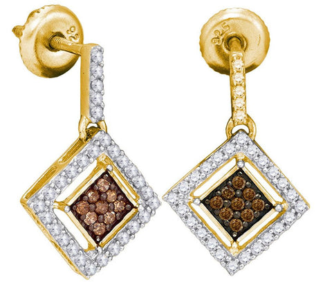 1-2CTW-Diamond MICRO-PAVE BROWN EARRING