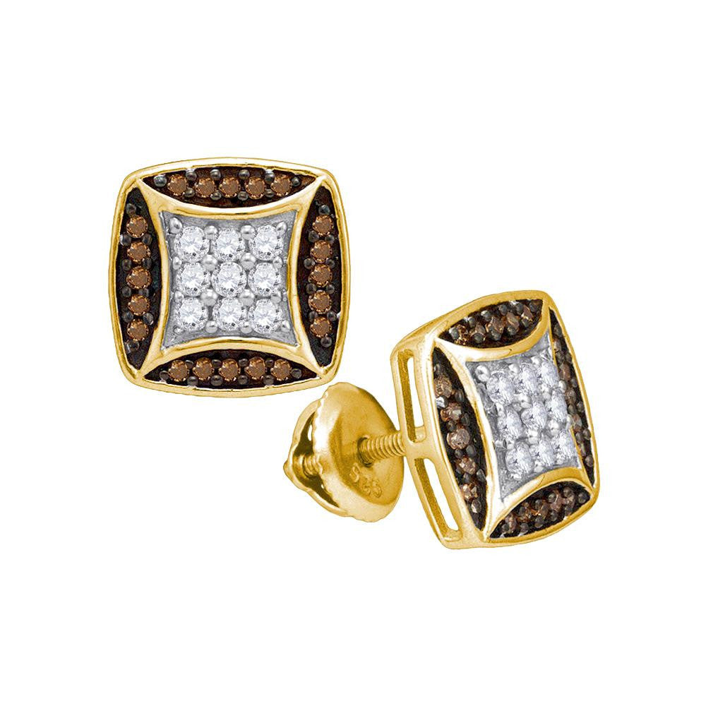 1-2CTW-Diamond MICRO-PAVE BROWN EARRING