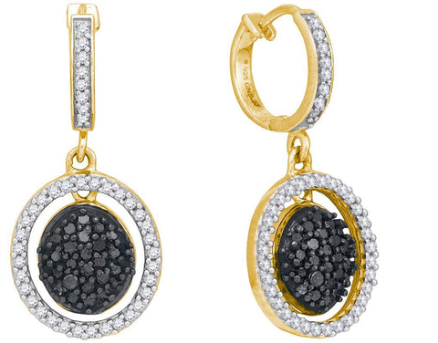 3-4CTW-Diamond MICRO-PAVE BLACK EARRING