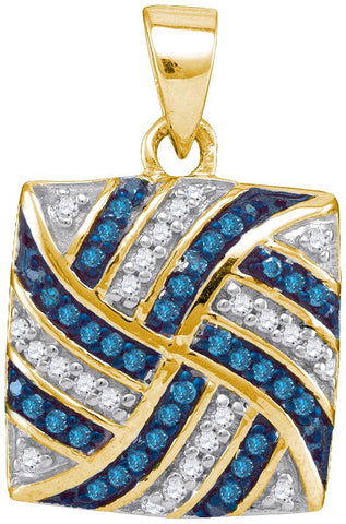 1-4CTW-Diamond MICRO-PAVE BLUE PENDANT