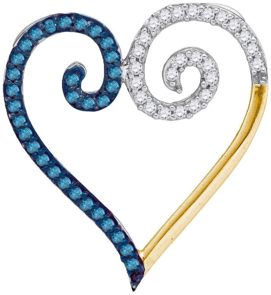 1-4CTW-Diamond MICRO-PAVE BLUE HEART PENDANT