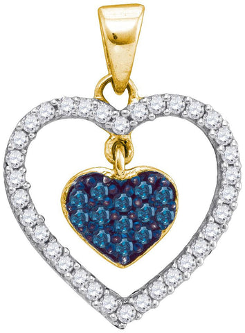 1-3CTW-Diamond BLUE MICRO-PAVE HEART PENDANT