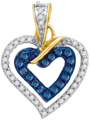 1-4CTW-Diamond MICRO-PAVE BLUE HEART PENDANT