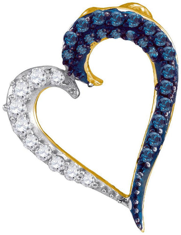 1-4CTW-Diamond BLUE MICRO-PAVE HEART PENDANT