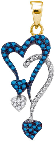 1-5CTW-Diamond BLUE MICRO-PAVE HEART PENDANT