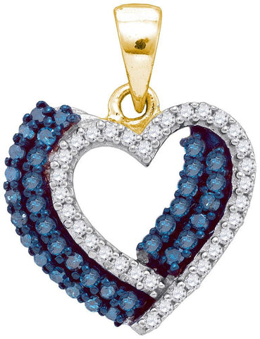 3-8CTW-Diamond BLUE MICRO-PAVE HEART PENDANT