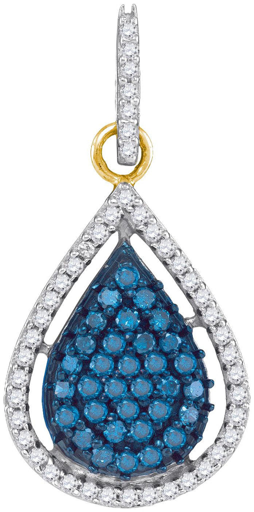 1-2CTW-Diamond MICRO-PAVE BLUE PENDANT