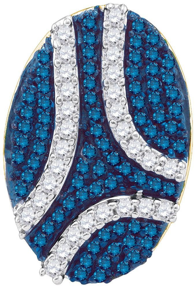 1-2CTW-Diamond MICRO-PAVE BLUE PENDANT