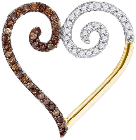 1-4CTW-Diamond MICROPAVE BROWN HEART PENDANT