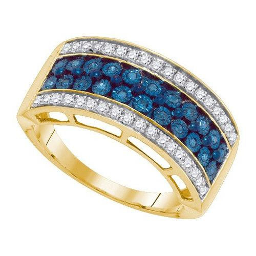 10KT Yellow Gold 0.45CTW BLUE DIAMOND MICRO-PAVE RING