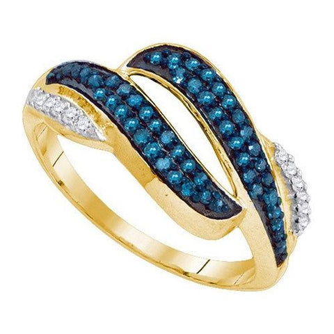 10KT Yellow Gold 0.33CTW BLUE DIAMOND MICRO-PAVE RING