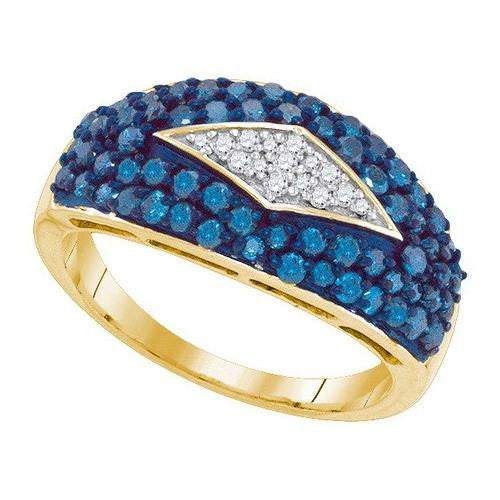 10KT Yellow Gold 1.00CTW BLUE DIAMOND MICRO-PAVE RING