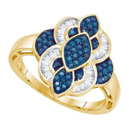 10KT Yellow Gold 0.45CTW BLUE DIAMOND MICRO-PAVE RING