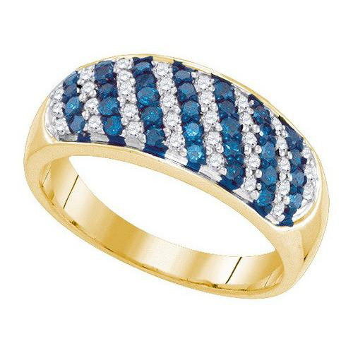 10KT Yellow Gold 0.70CTW BLUE DIAMOND MICRO-PAVE RING