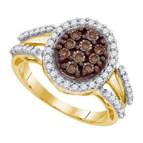 10KT Yellow Gold 0.50CTW COGNAC DIAMOND MICRO-PAVE RING