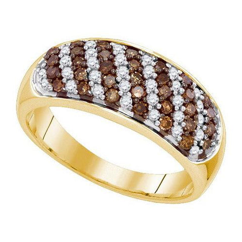 10KT Yellow Gold 0.70CTW COGNAC DIAMOND MICRO-PAVE RING