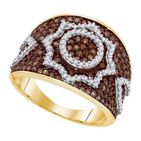 10KT Yellow Gold 1.00CTW COGNAC DIAMOND MICRO-PAVE RING