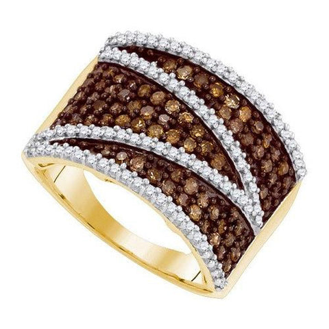 10KT Yellow Gold 1.00CTW COGNAC DIAMOND MICRO-PAVE RING