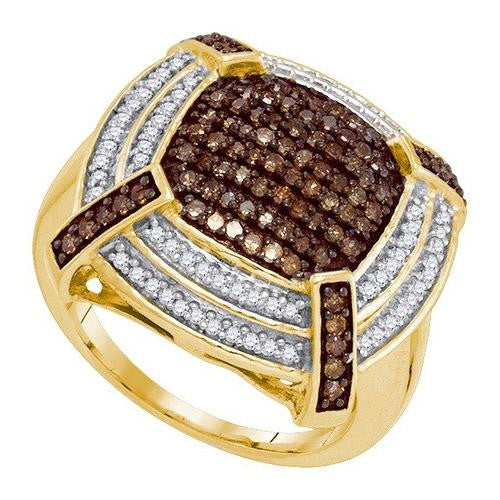 10KT Yellow Gold 0.75CTW COGNAC DIAMOND MICRO-PAVE RING