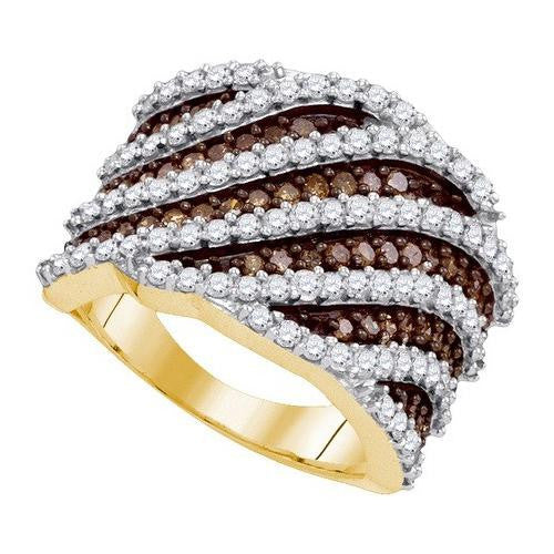 10KT Yellow Gold 1.83CTW COGNAC DIAMOND MICRO-PAVE RING