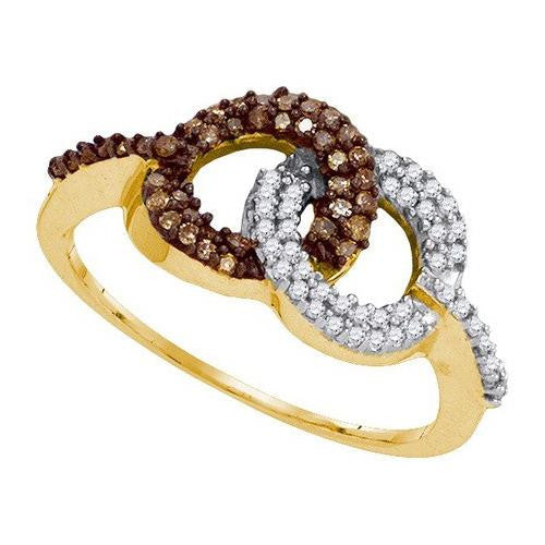 10KT Yellow Gold 0.33CTW COGNAC DIAMOND MICRO-PAVE RING