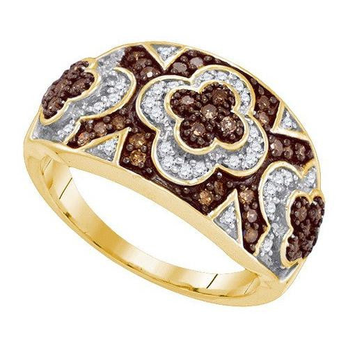 10KT Yellow Gold 0.50CTW COGNAC DIAMOND MICRO-PAVE RING