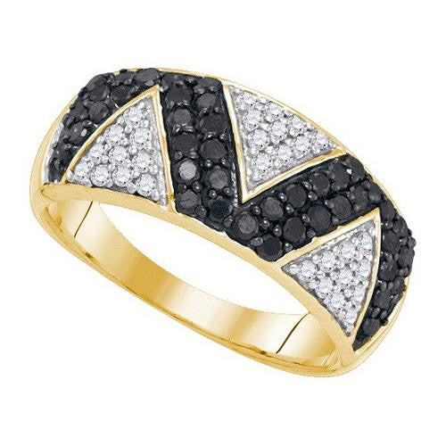 10K Yellow-gold 0.90CTW BLACK DIAMOND MICRO-PAVE RING