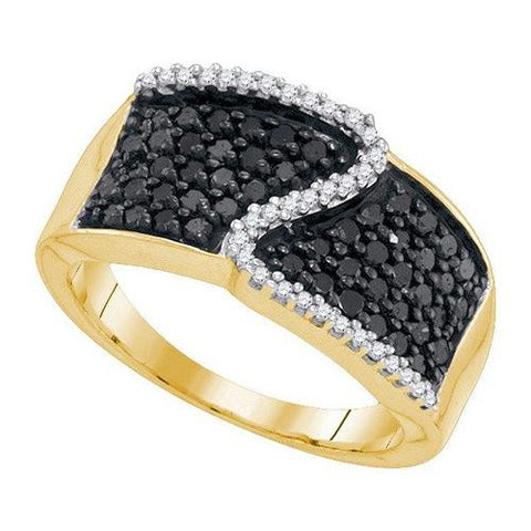 10K Yellow-gold 0.75CTW BLACK DIAMOND MICRO-PAVE RING