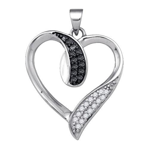 10KT White Gold 0.22CTW DIAMOND HEART PENDANT