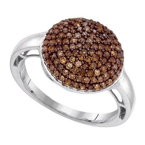 10KT White Gold 0.60CTW COGNAC DIAMOND FASHION RING