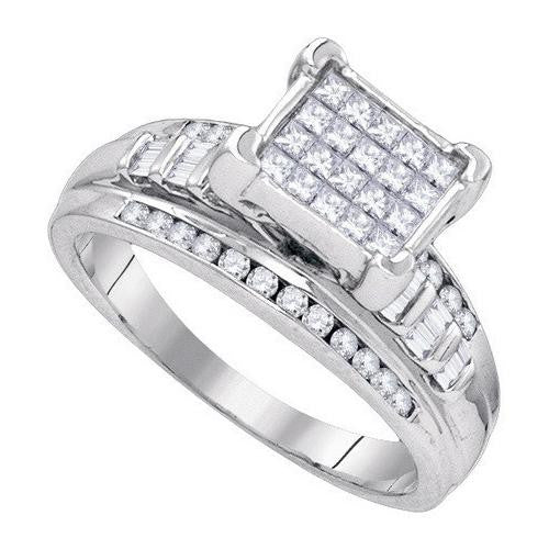 925 Sterling Silver White 0.76CTW DIAMOND INVISIBLE RING