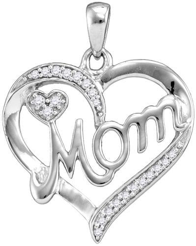 925 Sterling Silver White 0.13CT DIAMOND MOM PENDANT