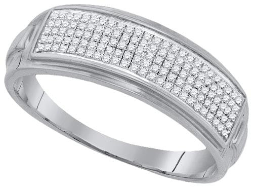 925 Sterling Silver White 0.25CT DIAMOND MICRO-PAVE MENS BAND