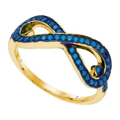 10K Yellow-gold 0.30CTW BLUE DIAMOND FASHION RING