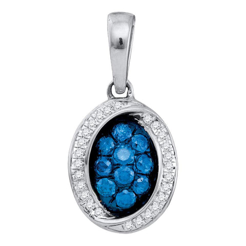 1-3CTW-Diamond MICRO-PAVE BLUE PENDANT