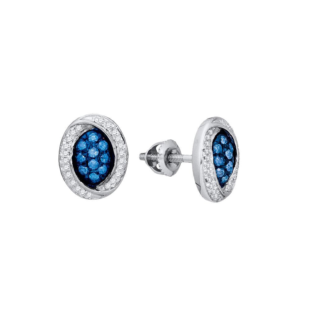 1-3CTW-Diamond MICRO-PAVE BLUE EARRING