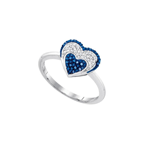 1-10CTW-Diamond MICRO-PAVE HEART BLUE RING