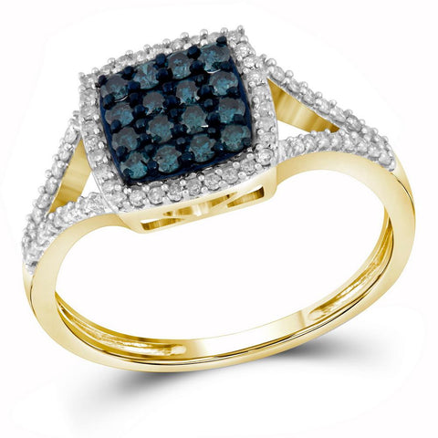 1-2CTW-Diamond MICRO-PAVE BLUE RING