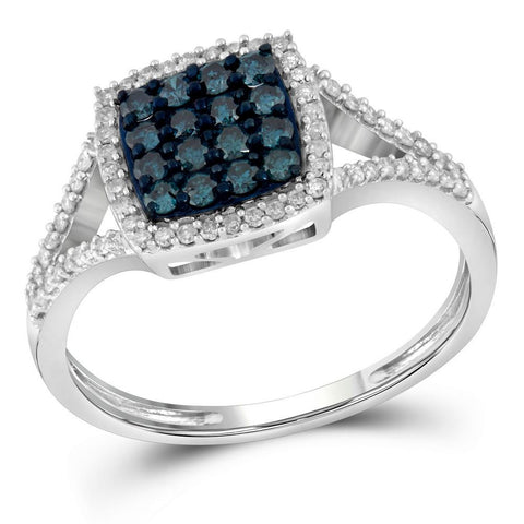 1-2CTW-Diamond MICRO-PAVE BLUE RING