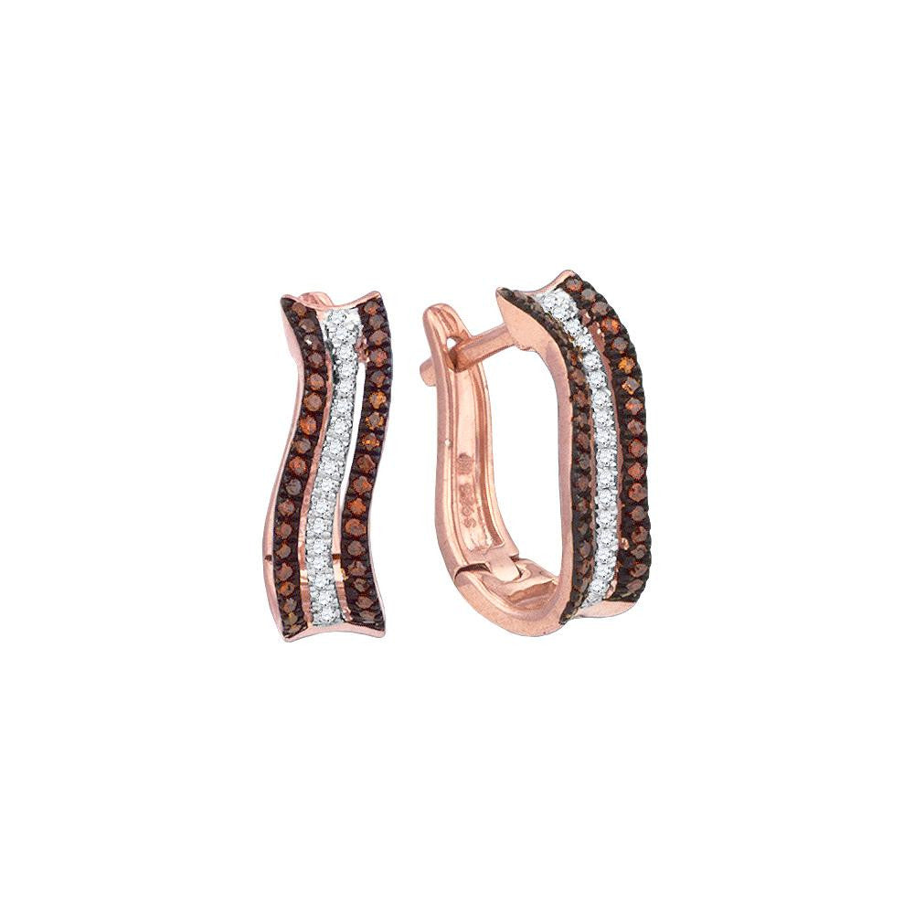 1-4CTW-Diamond MICRO-PAVE RED HOOPS