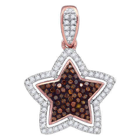 1-4CTW-Diamond MICRO-PAVE STAR RED PENDANT