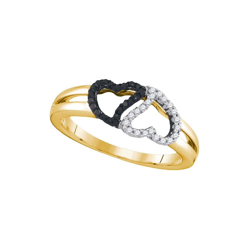 1-6CTW-Diamond HEART BLACK RING