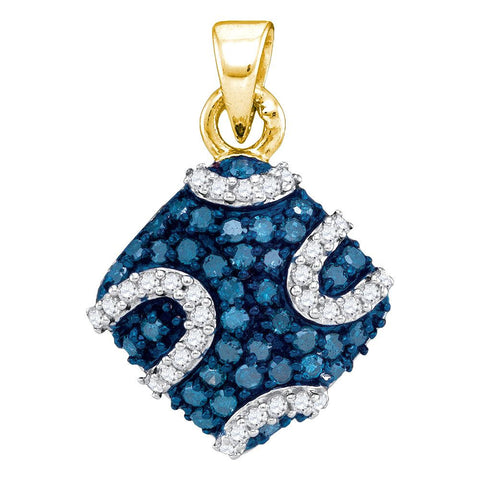 1-2CTW-Diamond MICRO-PAVE BLUE PENDANT