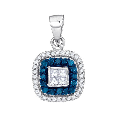 1-3CTW-Diamond MICRO-PAVE BLUE PENDANT