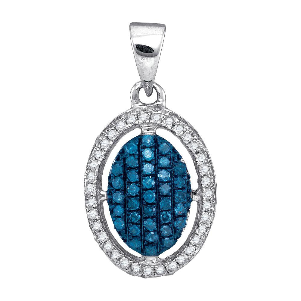 1-3CTW-Diamond MICRO-PAVE BLUE PENDANT