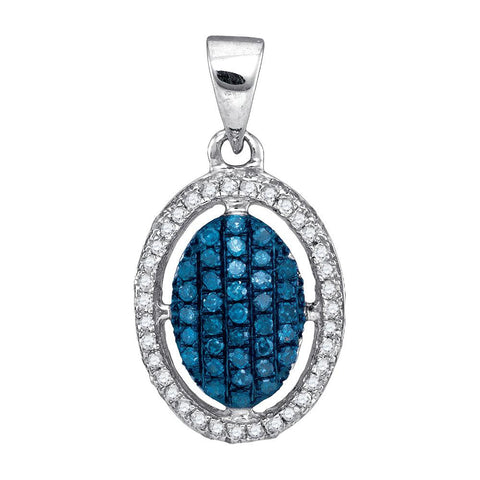 1-3CTW-Diamond MICRO-PAVE BLUE PENDANT