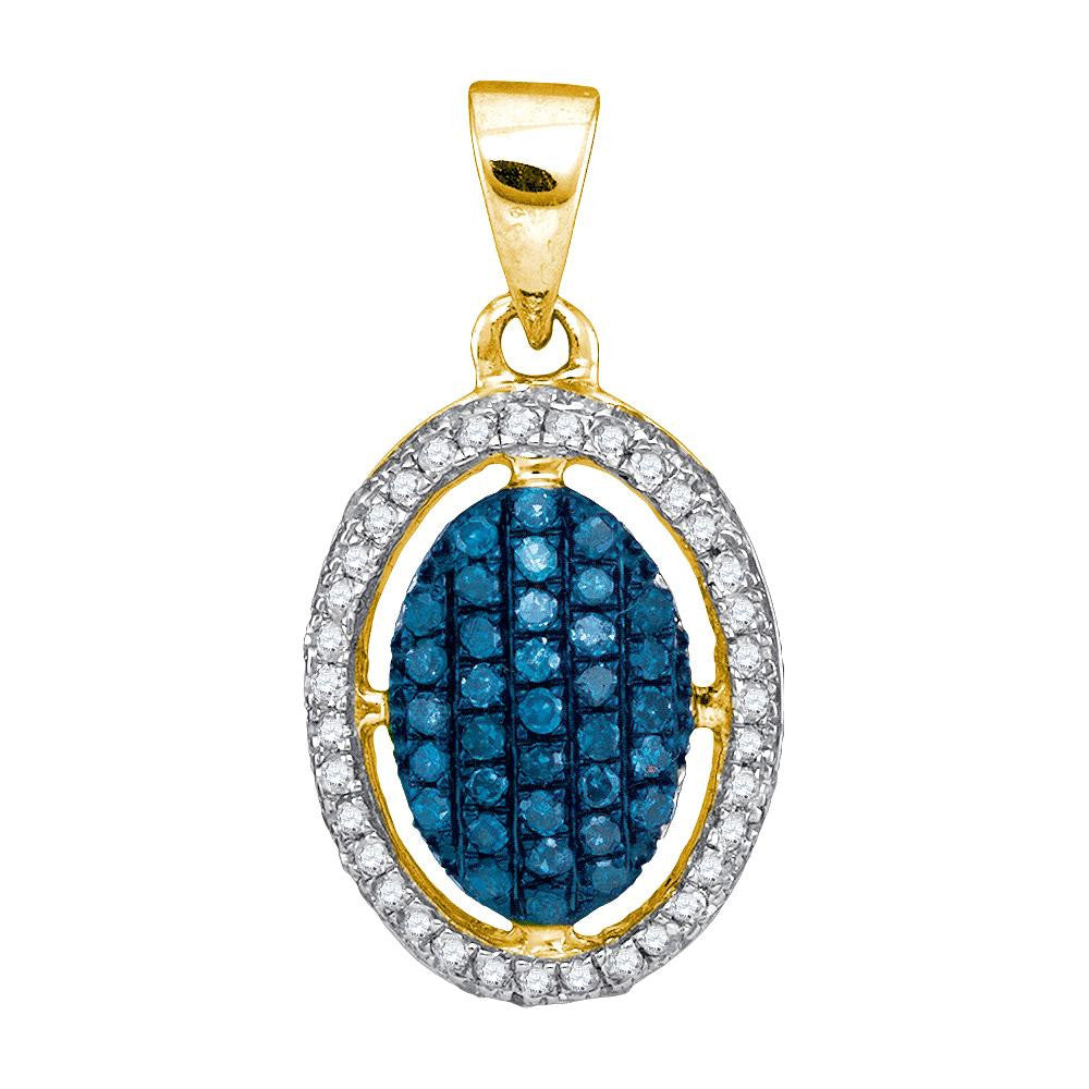 1-3CTW-Diamond MICRO-PAVE BLUE PENDANT