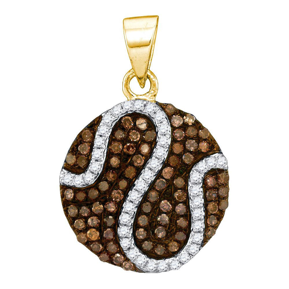 1-2CTW-Diamond MICRO-PAVE BROWN PENDANT