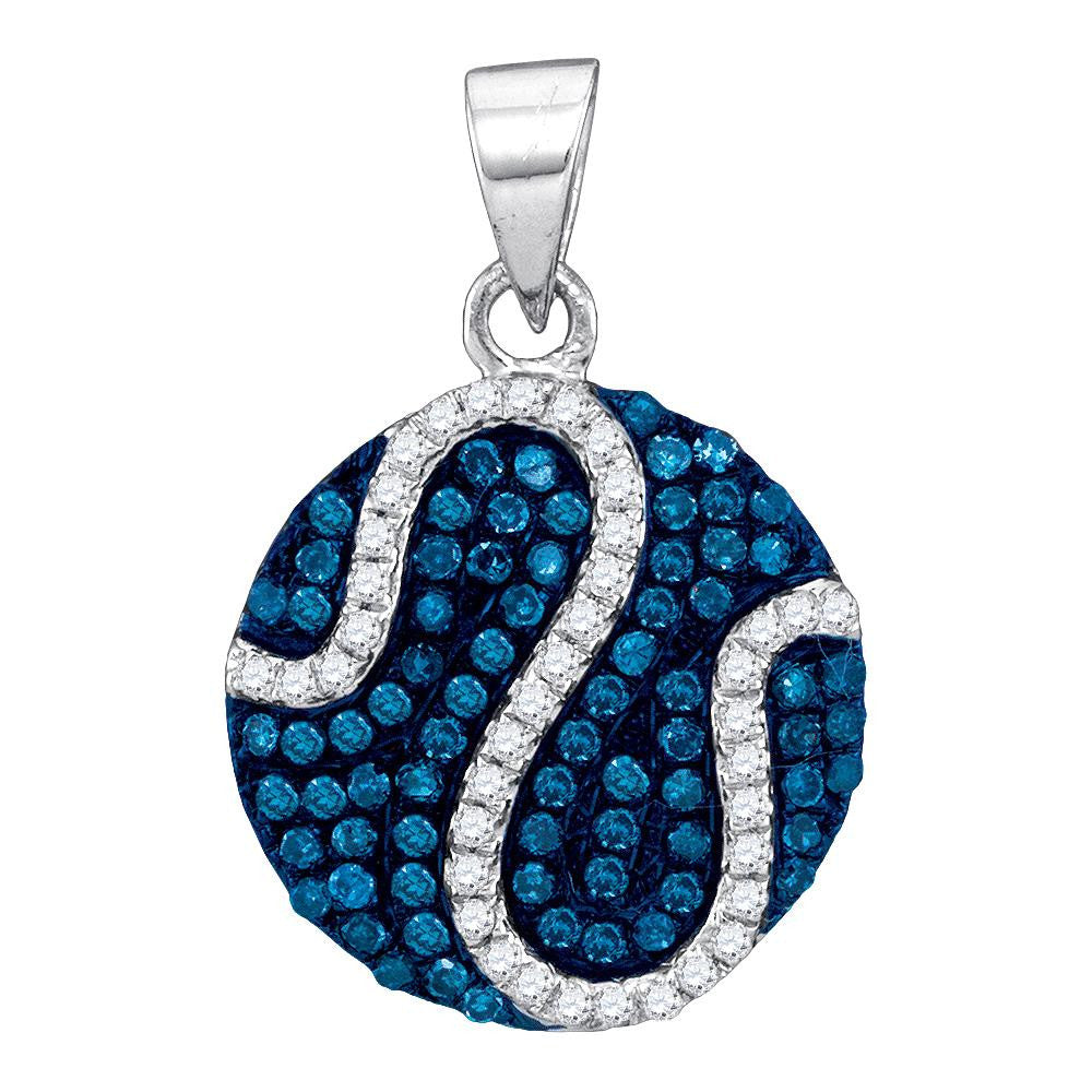 1-2CTW-Diamond MICRO-PAVE BLUE PENDANT