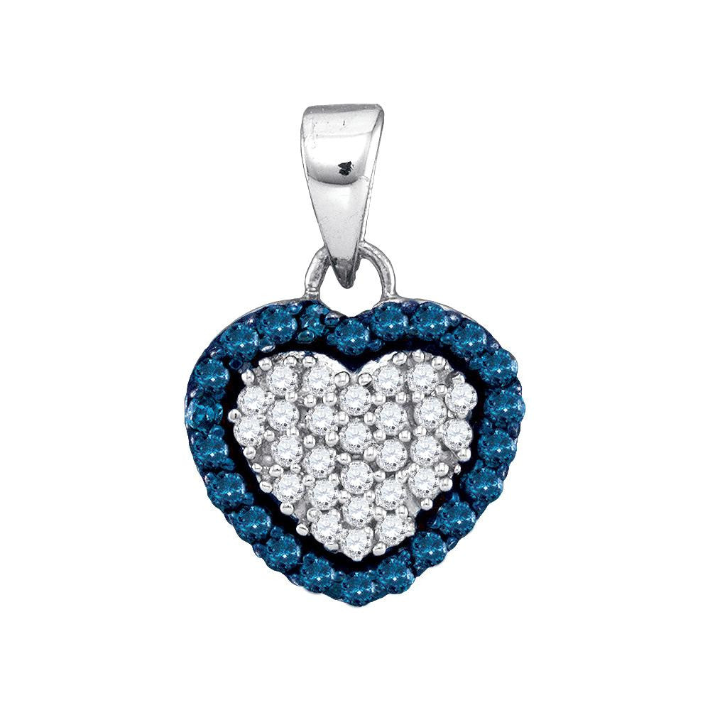 1-3CTW-Diamond MICRO-PAVE BLUE HEART PENDANT